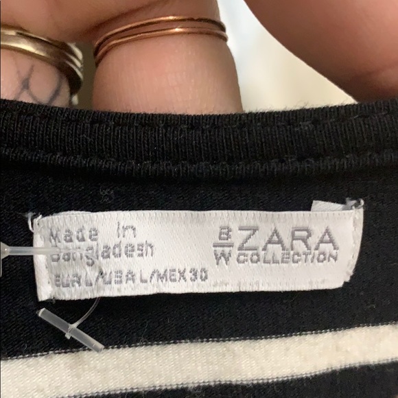 Zara| Black & White Striped Top - Picture 2 of 4